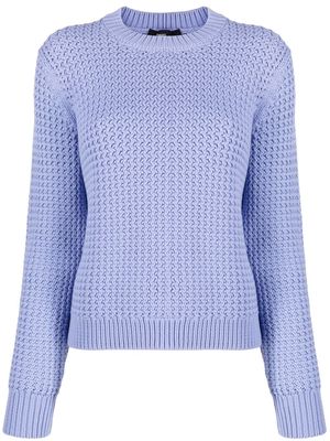 Theory crew-neck waffle-knit jumper - Blue