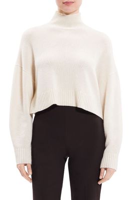 Theory Crop Cashmere Turtleneck Sweater in Ivory