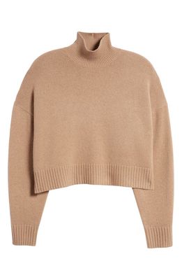 Theory Crop Cashmere Turtleneck Sweater in Palomino