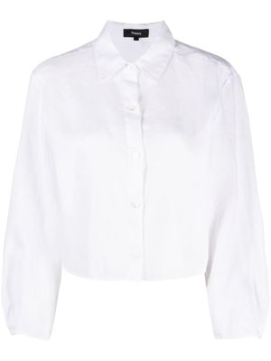 Theory cropped linen shirt - White