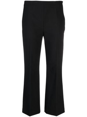 Theory cropped wool blend flared trousers - Black