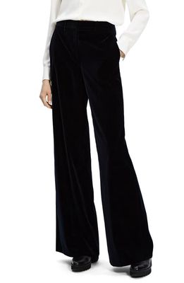 Theory Demitria Stretch Velveteen Flare Leg Trousers in Baltic - Xhx