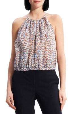 Theory Desert Gathered Halter Neck Camisole in Blue Multi - G0D
