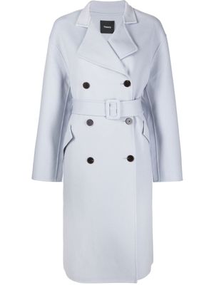 Theory double-breasted belted coat - Blue