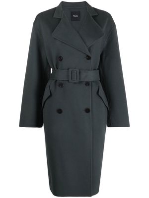 Theory double-breasted belted coat - Green