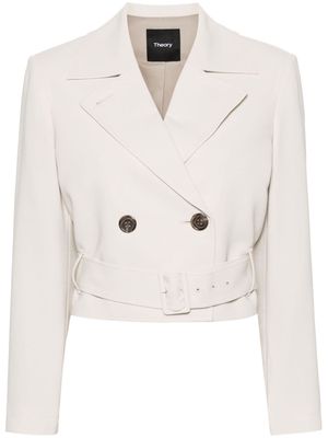 Theory double-breasted cropped trench coat - Neutrals
