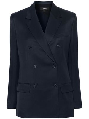 Theory double-breasted twill blazer - Blue