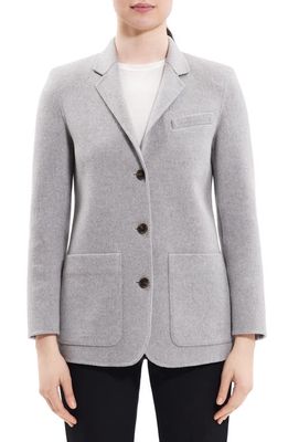 Theory Elbow Patch Wool & Cashmere Jacket in Melange Grey