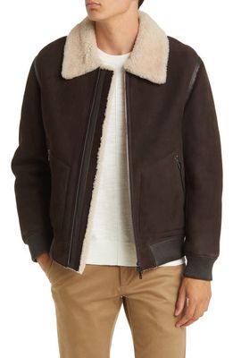Theory Faux Shearling Lined Bomber Jacket in Mink/Moon - 0Xe