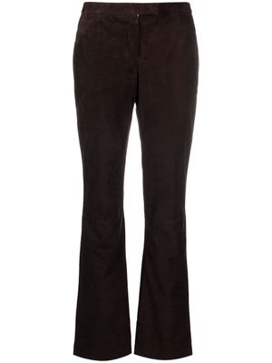 Theory flared leather trousers - Brown