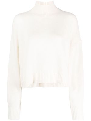 Theory funnel-neck cropped cashmere jumper - Neutrals