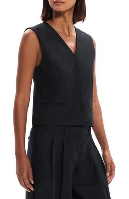 Theory Galena Linen Vest in Black
