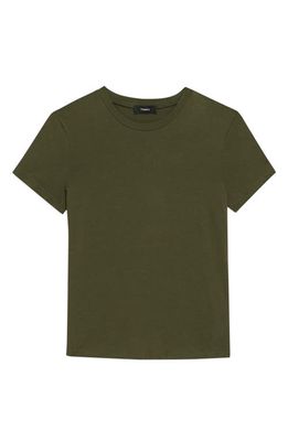 Theory Gathered Cotton T-Shirt in Dark Olive