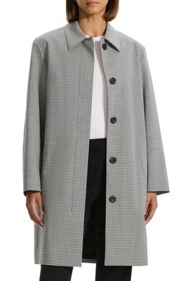 Theory Gingham Tailored Stretch Wool Coat in Black Multi