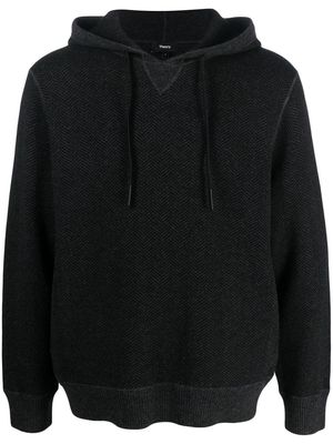 Theory herringbone knitted hoodie - Black