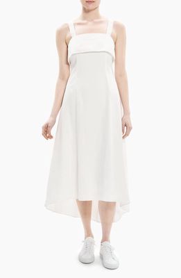 Theory High-Low Linen Blend Dress in White