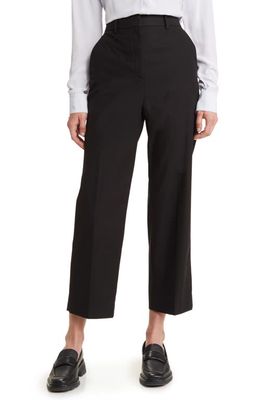 Theory High Waist Straight Leg Cotton Trousers in Black - 001