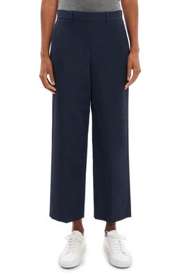 Theory High Waist Straight Leg Cotton Trousers in Nocturne Navy