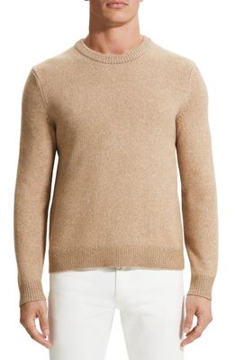 Theory Hilles Crewneck Marled Wool & Cashmere Sweater in Elk/Stone White - 18D