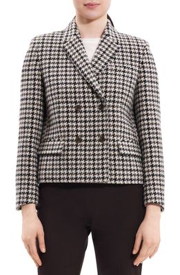 Theory Houndstooth Check Crop Wool Jacket in Mink Multi - Yry