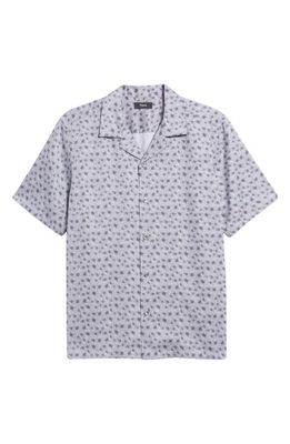 Theory Irving Floral Print Short Sleeve Button-Up Shirt in Misty Haze/Black