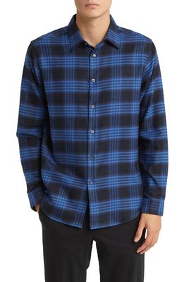 Theory Irving Plaid Cotton Flannel Button-Up Shirt in Blueberry Multi