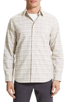 Theory Irving Plaid Cotton Flannel Button-Up Shirt in Moon Multi - 0Re