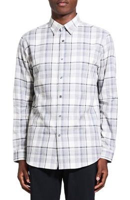 Theory Irving Plaid Flannel Button-Up Shirt in Ivory Multi - Chk