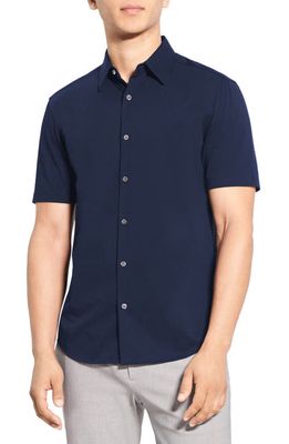 Theory Irving Short Sleeve Button-Up Shirt in Eclipse - B7H