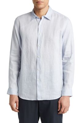 Theory Irving Solid Linen Button-Up Shirt in Olympic - Yjy