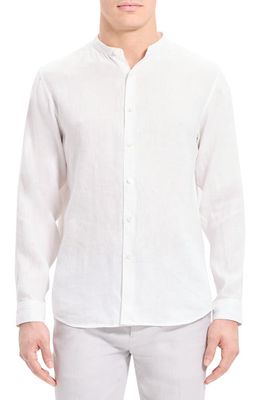 Theory Irving Standard Fit Linen Button-Up Shirt in Optic White