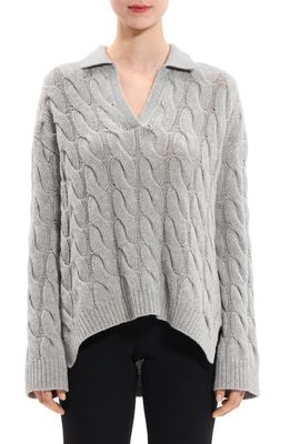 Theory Karenia Cable Knit Wool & Cashmere Sweater in Light Heather Grey