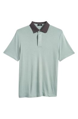 Theory Kayser Regular Fit Short Sleeve Polo in Blue Surf