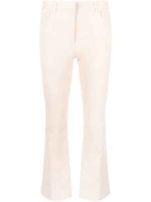 Theory kick-flare cropped leather trousers - Neutrals