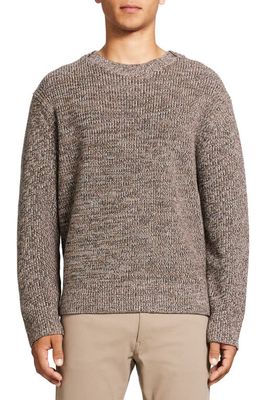 Theory Lamar Heathered Merino Wool Blend Sweater in White/fossil/mink