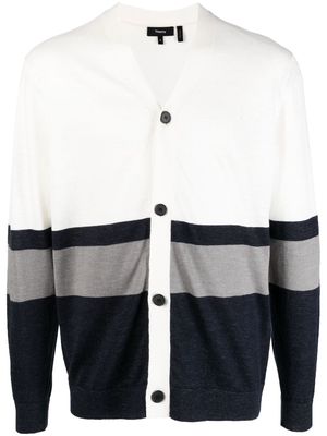 Theory Larus stripe-pattern jersey-knit cardigan - White