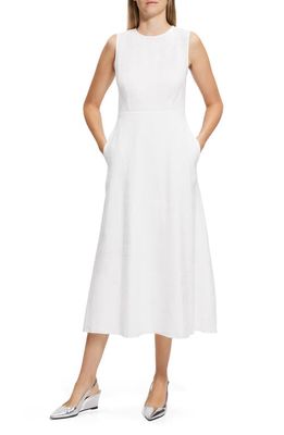 Theory Linen Blend A-Line Dress in White