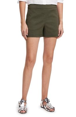 Theory Linen Blend Shorts in Dark Olive - F5J