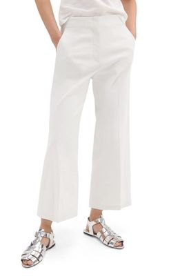 Theory Linen Blend Straight Leg Ankle Pants in White