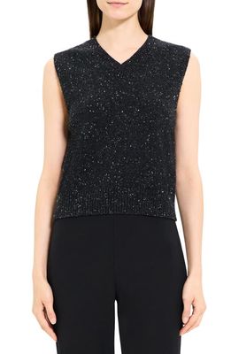 Theory Marled Wool & Cashmere Sweater Vest in Charcoal Multi - Qdy
