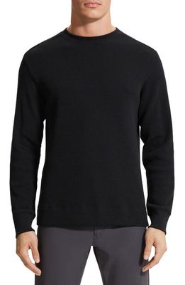 Theory Mattis Long Sleeve Thermal Knit T-Shirt in Black - 001