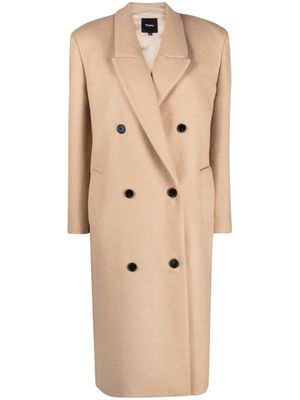 Theory Melton double-breasted wool blend coat - Neutrals