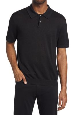 Theory Men's Goris Solid Linen Blend Polo Shirt in Black - 001
