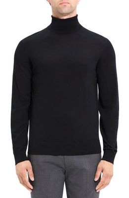 Theory Merino Wool Blend Turtleneck Sweater in Black