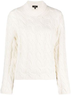 Theory mock-neck cable-knit jumper - White