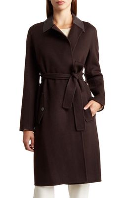 Theory Oaklane Wool & Cashmere Coat in Deep Brown