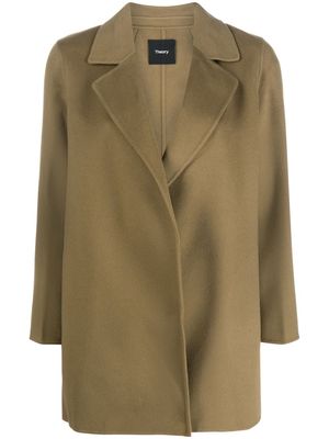 Theory off-centre fastening coat - Green