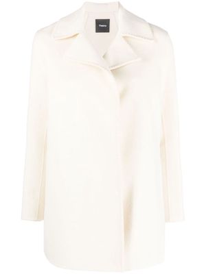 Theory off-centre fastening coat - White