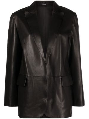 Theory open-front leather blazer - Black