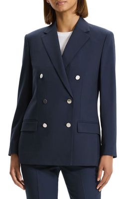 Theory Oxford Boxy Double Breasted Jacket in Nocturne Navy